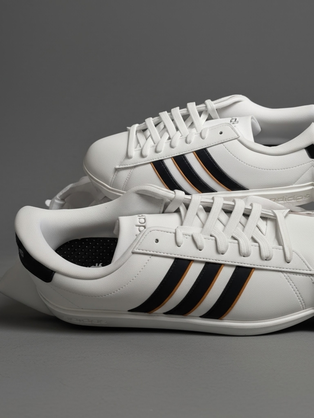 Adidas Men's Grand Court 2.0 with Black Stripes and Focus Orange Trim